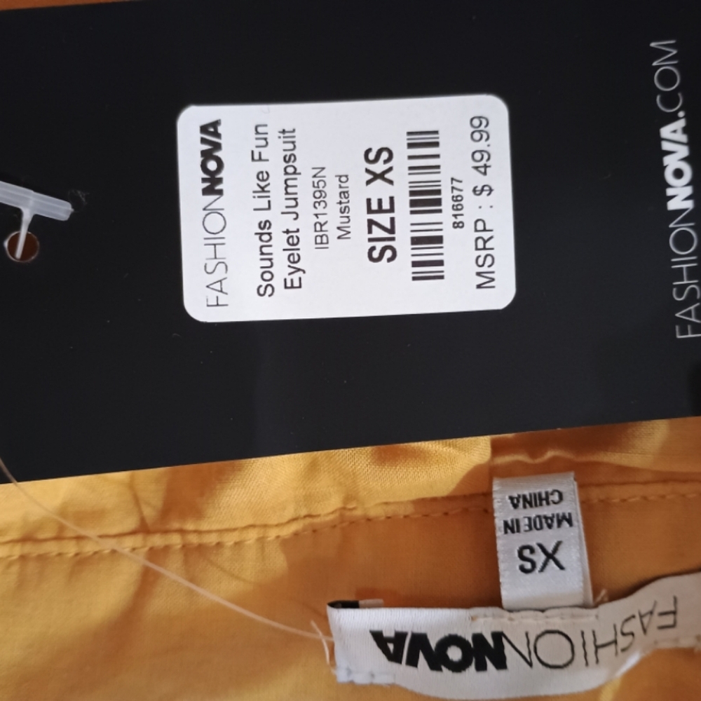 Fashion Nova Peach Eyelet Ruffle-Strap Wide-Leg Jumpsuit NWT - Picture 5 of 5
